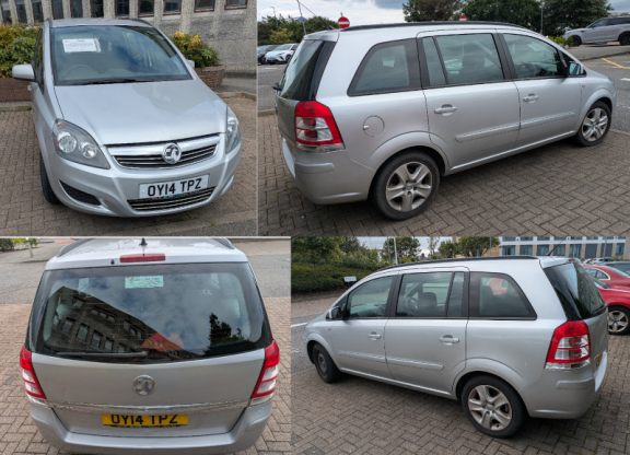 View from 4 different angles of the 2014 Vauxhall Zafira