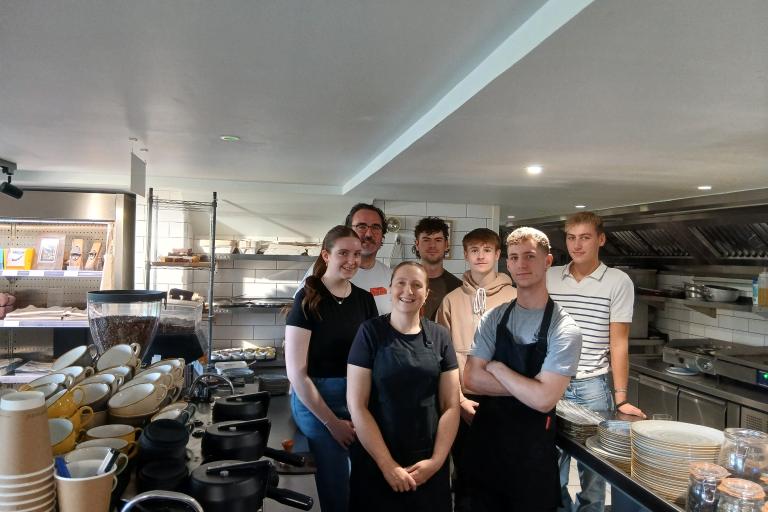 A picture of staff in Becketts kitchen