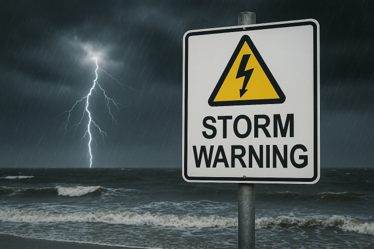 Storm Warning Image with lightening strike