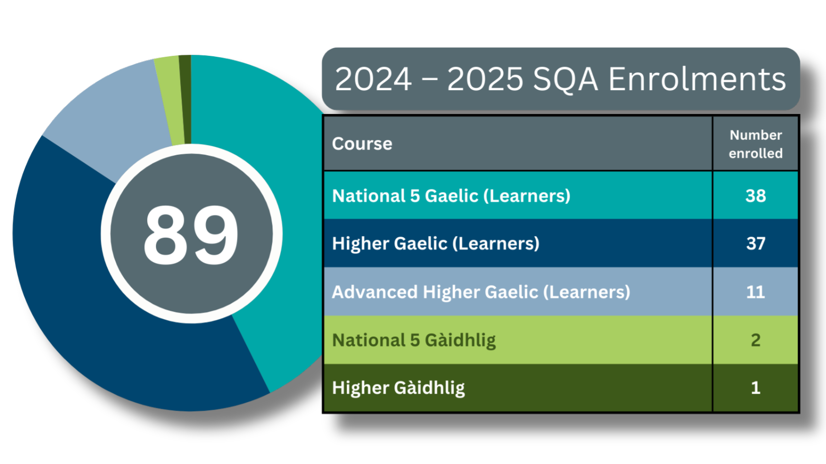 Showing the 2024-2025 Gaelic SQL Enrollments